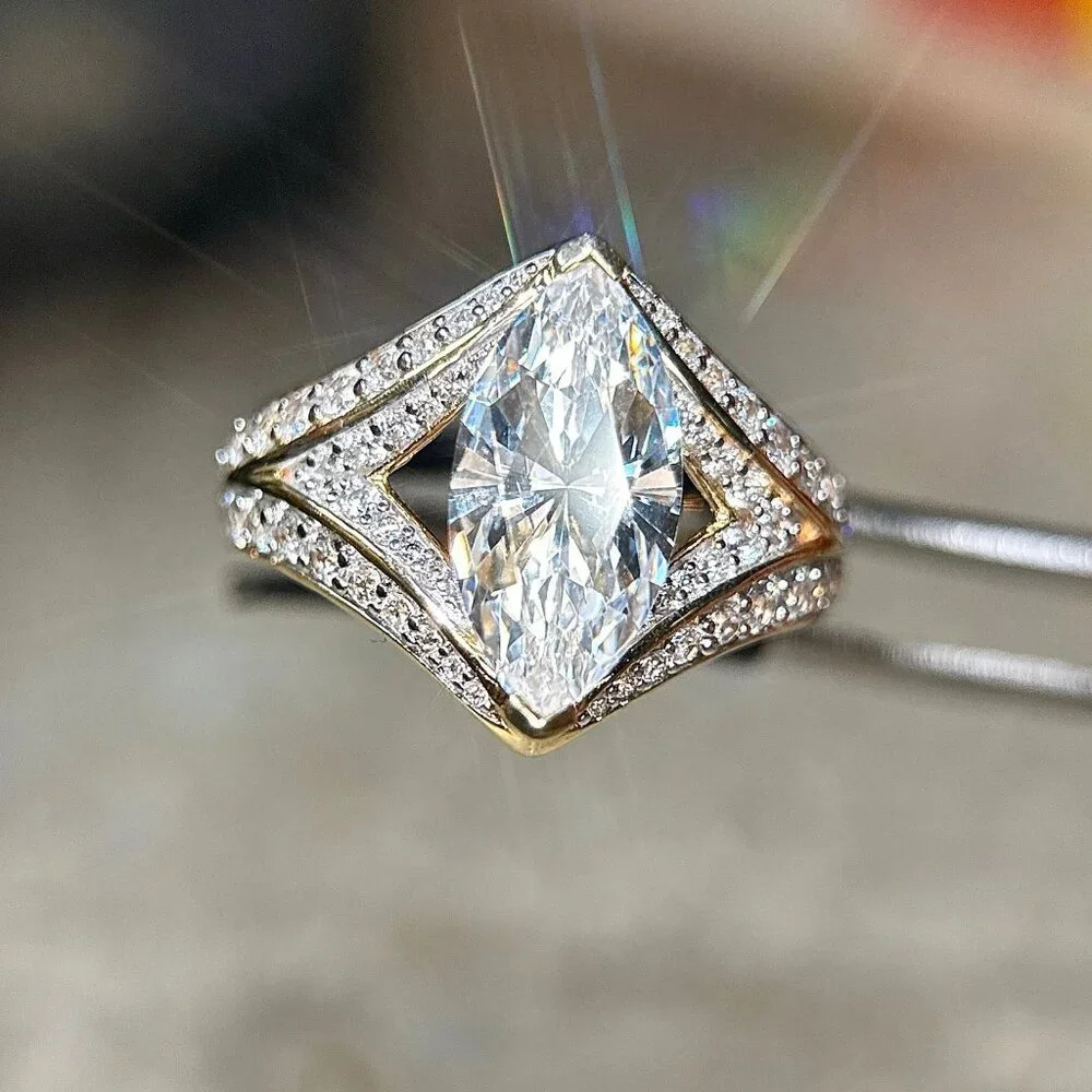 Dazzling 925 Gold Vermeil Cz Ring‎